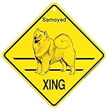 Samoyed XING サインボード：サモエド 横断 注意 英語 看板 Made in U.S.A [並行輸入品]