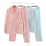 (エスライフ)S-Lifeeling マタニティ　パジャマ もこもこ かわいい　前開き 長袖 秋冬 授乳口　ドット　ソフト 柔らかい 暖かい　授乳服　上下セット パイル フランネル 部屋着 ルームウェ