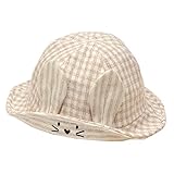 （アダ二ナ）Adanina ベビーひよけ帽子 格子縞 ウサギハット バケットハット ユニセックス ひも付き 脱げない 1-3歳赤ちゃん用ハット 春 夏 秋 つば広 コットンハット お出かけ用 赤ちゃん