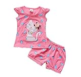 YideaHome 子供服 ガールズ キッズ 女の子 幼児服 上下セット 猫柄 袖無し かわいい シンプル