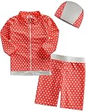 ベビーラッシュガード水泳スイムウェアベビー 子供水着上下キャップ 3点セット Dot M+Cap L