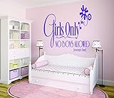 Design with Vinyl RAD 723 3 Girls Only No Boys Allowed (Except Dad) Bedroom Teen Baby Wall Decal Pur