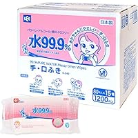 純水99.9% ウェットシート 手・口ふき 80枚&times;15個 (1200枚) 日本製