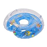 Zhaozhe 浮輪 首浮き輪 ベビー お風呂 バランス トレーニング 水遊び 入浴 調節ベルト (丸型, ブルー)