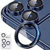OAproda カメラフィルム iPhone 17pro/17promax/16Pro/16Pro Max/15Pro/14Pro 用 カメラ保護【アルミ合金+強化ガラス】カメラカバー レンズ保護 9H 耐衝撃 黒縁 露出オーバー防止 17プロ 16プロ・15プロ用 カメラ保護フィルム 粘着性強い 貼りやすい 単眼タイプ カメラプロテクタ 3+1枚セットブルー 2026年モデル