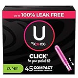 U by Kotex Click Compact Tampons, Super Absorbency, Unscented, 45 Count (Packaging May Vary)