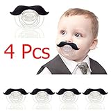 RONGTONGDA 面白い ノベルティ 赤ちゃん用　ベビー用品　おしゃぶり　ニップル　口ひげ付 ハンドルバー 可愛い　幼児 (ブラック（４点セット）)