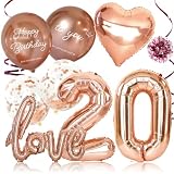 deerzon 20歳 ローズゴールド 誕生日 バルーン 飾り付け バースデー 飾り 数字 11点 セット 女の子 男の子 大きい 誕生日バルーン 風船 シンプル 20