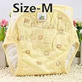 エルフ ベビー(Fairy Baby) ベビー用綿100％漏れ防止赤ちゃんメッシュポケット式布おむつカバー（イエロー、M）