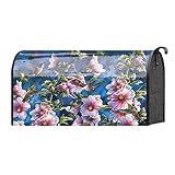 Hollyhocksとハチドリon Dark Sky 22 x 18標準サイズメールボックスカバー