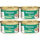アタス キャットフード デイリーディフェンス ツナ＆チキン スキン＆コート 80g×4缶 グレインフリー 猫缶