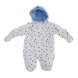 赤ちゃん・ベビー用 恐竜のデザイン 冬用あったか フード付 スノースーツ ロンパース オールインワン つなぎ カバーオール (新生児) (ホワイト)