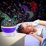 夜ライトランプ、alectide寝室ランプ、Romantic Cosmos Star Moon Skyプロジェクタ360度rotation-4 LED電球3モデルライトカラー変更with USBケーブ