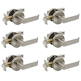 Probrico内部プライバシーハンドルドアLockset forベッドルームやバスルームLeverset 6パックつや消しニッケル仕上げ Door Lever-Style 02SNBK DL02SN