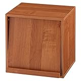 【完成品・組立不要】 木製 キューブボックス 収納 ボックス 収納ボックス 〔フラップ扉〕 ブラウン