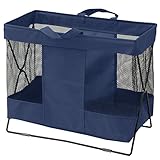 山善(YAMAZEN) バスケット 手荷物収納ボックス Mサイズ メッシュ ネイビー HTB-M(NV)