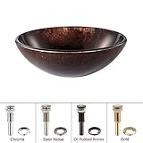 Kraus GV-683-ORB Jupiter Glass Vessel Bathroom Sink with PU-MR Oil Rubbed Bronze [並行輸入品]