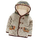 【SABLES】フード付 エスニック柄 キルト 長袖 カジュアル ジャケット 幼児 レッド グレー イエロー 80cm 90cm 100cm 110cm (100cm, グレー)