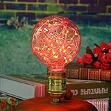KINGSO E27 G95 3Wヴィンテージ レトロ エジソン電球 星 グローブスタイル LED バルブ 家庭の装飾照明用 電球色 ランプビーズ 85-265V レッド