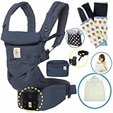 ベビーウエストベルト付エルゴベビー 抱っこ紐 ＯＭＮＩオムニ３６０/ミッドナイトブルー　春・夏おでかけセットS2【日本正規品2年間保証-SG認定付】本体＋フィットケープ＋パッド２個+収納ポーチ付 ER