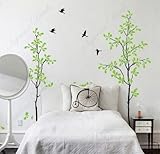 Custom PopDecals - Bedroom - Happy time tree decals - 71 in - Beautiful Tree Wall Decals for Kids Ro