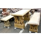 テーブル ベンチ 天然 大理石 彫刻 ライオン角テーブル・ベンチセット