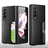 Galaxy Z Fold3 5G ケース カード収納 背面2枚 ギャラクシー フォールド3 カード 背面 適用 SC-55B docomo SCG11 au 耐衝撃 ハードケース SC55B スマホケース GalaxyZFold3ケース galaxyzFold3 カバー ポケット付き zFold3 スマホケース ギャラクシーzフォールド3ケース ギャラクシーz フォールド3 SC-55Bケース SCG11ケース 【GoKIGIoD】 背面ポケット 携帯カバー カード入れ マグネットなし ブラック