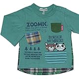 2016年 秋冬 ZOOMIC ズーミック チェック切替 ポケット 長袖Ｔシャツ くま・パンダ グリーン◇95cm