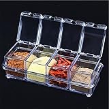 Lorny(TM) 取り外し可能なプラスチック製のスプーン調味料ボックスの調味料ボックスSet.SpiceポットB30のクリエイティブキッチン透明水晶リッド