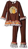 Rare Editions Little Girls' Pumpkin Applique Legging Set Brown 6 [並行輸入品]