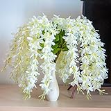 Mavee 4個23 " Hanging Wisteriaシルク人工花ブッシュ( 5 Stems )ホーム、結婚式、レストラン、オフィスの装飾用 ホワイト