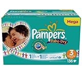 PAMPERS Baby-Dry Nappies (size 3: 4-9 kg) - 1 Mega Box containing 136 nappies by Pampers