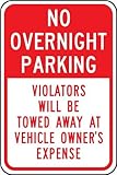Accuform Signs FRP178RA Engineer-Grade Reflective Aluminum Parking Sign Legend NO OVERNIGHT PARKING 
