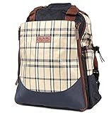 【Ani Mam Kids】多機能 リュック ＆ ショルダー マザーズバッグ ママに便利な機能が充実 おしゃれな チェック柄 おむつ替えシート内蔵 (ネイビー)