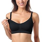 Gratlin レディース 授乳ブラジャー フルカップ マタニティブラジャー ノンワイヤー 延長ホック 産前産後兼用 授乳ブラ ブラック L (E85 F85 C90 D90)