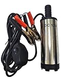 12V 小型 水中 ポンプ 12L/min ステンレス ケーブル 3m スイッチ 式 バッテリー クランプ ワニ口 クリップ 水槽 海水 灯油　給油 汲み上げ 排水 洗浄 船舶