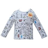 【本体綿100％】2017年 秋冬 アンパンマン 天竺 ポケットモチーフ付 総柄 長袖Tシャツ ANPANMAN グレー◇90cm