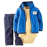 Carter's(カーターズ) ベビー フリースジャケット / ボディスーツ / ロングパンツ 3点セット (ブルー) Baby 3-Piece Cardigan Bodysuit & Pants S