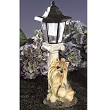 Bits and Pieces - Solar Yorkie Lantern-Solar Powered Garden Lantern - Resin Dog Sculpture With LED L