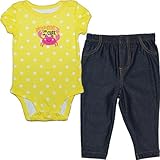 カーターズ（Carter's）黄色水玉ボディー&パンツセット 女の子イエロードット柄かにさんPinch Me I'm So Cute半袖ボディースーツ&デニム風コーデパンツ2点セットアップ 6mont
