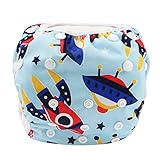 Ligangam ベビー スイムパンツ 防水 スイミングパンツ 水遊び スイミングスクールに 再利用可能なスイム布おむつ 1枚 柔らかい 通気 (宙船)