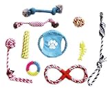 Durable Dog Toys 10 Pcs Pack Set Chew Toys Dog Tug Ropes Dog Gift Set [並行輸入品]