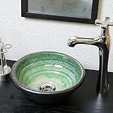 信楽焼 3サイズから選べる 洗面ボール 【緑ガラス 手洗い鉢（ミニ） tr-1080】洗面鉢 洗面器 洗面シンク 洗面ボウル 洗面台 手洗い 手洗い器 陶器洗面 陶器 焼き物 しがらき焼 おしゃれ オシャレ 和風 洋風