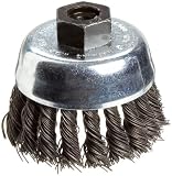 Weiler Vortex Pro Wire Cup Brush, Threaded Hole, Carbon Steel, Partial Twist Knotted, 3 Diameter, 0.