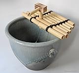 青流し水流つくばい（竹・モーター付）　 （信楽焼・陶器・蹲い・つくばい・手水鉢・手洗い鉢・日本庭園・インテリア・水琴窟・竹・柄杓・H）*　※幸せを呼ぶ幸運の黄色「風の水琴工房オリジナルキーホルダー」付