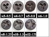 ダイスセット8個組 ダイスハンドル付き M3x0.5 M4x0.7 M5x0.8 M6x1.0 M8x1.25 M10x1.5 M12x1.75 目たて直し修正用