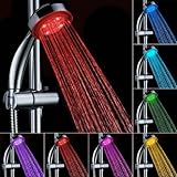 Homeself 7色 LED 手持ち式シャワーヘッド エアジェットLEDターボ 増圧ノズル技術 鮮やかな7色のLEDライト 数秒ごとに自動で色が切り替わる