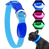 【本物のKOSKILL社】 LED光る首輪 犬用 散歩 夜 ライト USB充電式 小型犬 中型犬 大型犬 安全性 サイズ調整可能 視認距離500mで夜間も安心（ブルー, S）