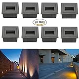 埋め込み式ライト FVTLED 防水地中埋込型ライト ガーデンライト アウトドアランプ 屋外の歩道/車道/芝生/庭などの照明用 CE RoHS認証 (8pcs, 黒ーウォームホワイト)
