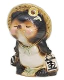 【信楽焼】キス狸　6号 (メス) サイズ・6号-約幅14×奥行き13×高さ19.5cm